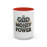 God Money Power Accent Coffee Mug — Inspirational Faith & Prosperity Ceramic Mug (11/15oz)