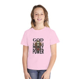 Youth Tee — 'God Money Power' Skull Graphic Tee, Edgy Vintage Streetwear for Kids
