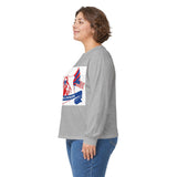 Long Sleeve Tee — "God Money Power" Patriotic Jesus Graphic