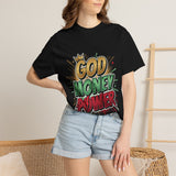 God Money Power T-Shirt — Bold Comic Typography Tee