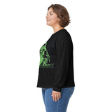 Long Sleeve Tee — Neon Green 'God Money Power' Graphic