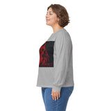 Long Sleeve Tee — Red Samurai Graphic Prayer Pose