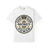 God Money Power T-Shirt — Crown Emblem Graphic Tee (God • Money • Power)