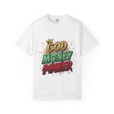 God Money Power T-Shirt — Bold Comic Typography Tee