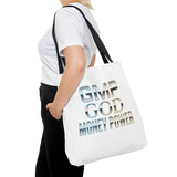 Money Power Tote Bag — 'GMP GOD' Metallic Typographic Canvas Tote