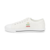 Men's Low Top Sneakers — 'God Money Power' Minimal White Canvas Shoes