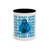 God Money Power Accent Coffee Mug — Blue Graphic 11/15oz