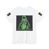 Graphic Tee — 'God Money Power' Neon Saint Illustration