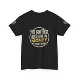 Money Graphic Tee — "Money" Gold Lettering Casual Cotton Shirt