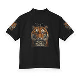 Youth Polo Shirt - Tiger Graphic "God • Money • Power"