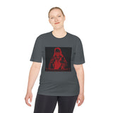 Red Prayer Graphic Tee — Retro Gothic Nun Illustration Moisture-Wicking Shirt
