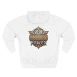 Hoodie — 'God Money Power' Vintage Emblem Fleece Hoodie