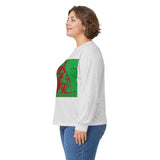 Long Sleeve Tee — Retro Religious Icon Graphic (Green/Red)