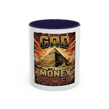 Coffee Mug - 'God Money Power' Pyramid Graphic Accent Mug (11/15oz)