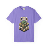 God Power T-Shirt — Faith Graphic Tee with Vintage Tank Illustration