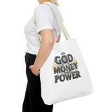 God Money Power Tote Bag — Inspirational Faith & Prosperity Canvas Tote