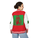 Letterman Jacket — Retro 'God Money Power' Graphic Varsity Jacket
