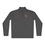 Tiger Graphic Quarter-Zip Pullover — 'God • Money • Power' Chest & Back Print
