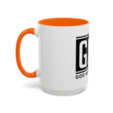GMP 'God Money Power' Accent Coffee Mug – Bold Black Logo 11/15oz