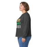 God Money Power Long Sleeve Tee — Inspirational Faith & Wealth Graphic Shirt