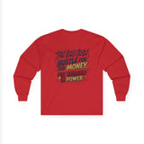 Inspirational Long Sleeve Tee — “Put God First, Hustle for the Money, Put Yourself in Power”