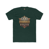 Crew Tee — "God Money Power" Vintage Shield Graphic