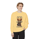 Sweatshirt — 'God Money Power' Crown & Fist Graphic Crewneck