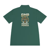 Money Power Polo — Men's White Sport Polo with 'GMP Money Power' Gold Dice Emblem
