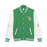 God Money Power Letterman Jacket — Red Varsity Bomber with GMP Gold Logo