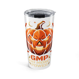 Halloween Jack-O'-Lantern 20oz Tumbler “God Money Power”— Pumpkin Spice Travel Mug