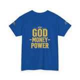 GMP "God Money Power" Tee - Gold Logo Graphic T-Shirt