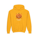 Youth Halloween Pumpkin Hoodie —“ God Money Power” Jack-o'-Lantern Graphic Hooded Sweatshirt