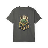 God Power T-Shirt — Faith Graphic Tee with Vintage Tank Illustration
