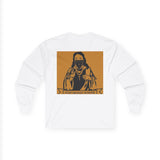 Long Sleeve Tee — 'God Money Power' Masked Saint Graphic