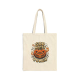 God Money Power- Halloween Pumpkin Cotton Canvas- Tote Bag