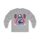 Long Sleeve Tee - Patriotic Bandana Mask Design with 'God, Money & Power' Graphic