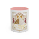 God Money Power Pyramid Accent Coffee Mug — Inspirational Wealth & Faith Ceramic Mug