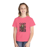 Youth Tee — 'God Money Power' Skull Graphic Tee, Edgy Vintage Streetwear for Kids