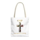 GMP 'God Money Power' Floral Cross Tote Bag