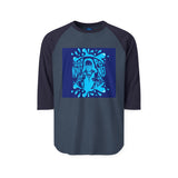 Raglan Shirt - Blue Stencil Graphic "Good Money POP"