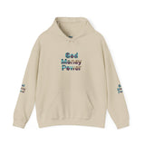 God Money Power Hoodie — Inspirational Graphic Pullover with Script on Sleeves