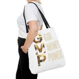 God Money Power Tote Bag – Gold 3-Word Motivational AOP Tote