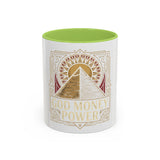 God Money Power Pyramid Accent Coffee Mug — Inspirational Wealth & Faith Ceramic Mug