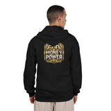 Money Power Zip Hoodie — Gold Emblem Graphic Full‑Zip Hooded Sweatshirt