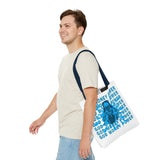 God Money Power Graphic Tote Bag — Blue Urban Goddess All-Over Print Tote