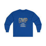 GMP (God Money Power) Long Sleeve Tee — Gold Logo Faith Streetwear