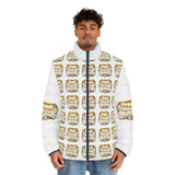 Puffer Jacket — Gold Trophy Plaid All-Over Print