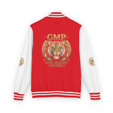 Tiger Crest Letterman Jacket — GMP "Good Money Power" Red & White Varsity