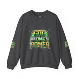 God Money Power Crewneck Sweatshirt — Bold Faith & Prosperity Graphic