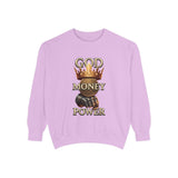 Sweatshirt — 'God Money Power' Crown & Fist Graphic Crewneck